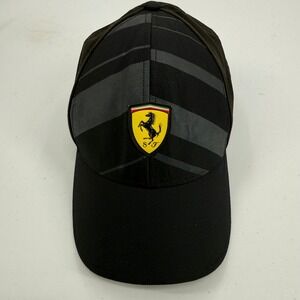 Puma Ferrari Scuderia Black Grey Snapback Hat Mens Baseball Cap Logo Adjustable